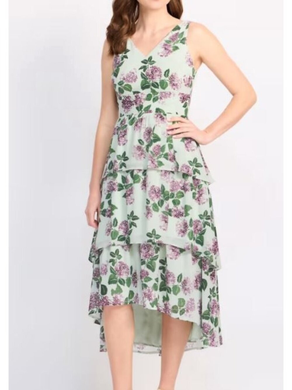 Market & Spruce Gemma Printed Tiered Dress Women Size Large NWT Floral Relaxed